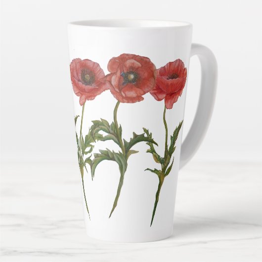 Collectie met rode papaver latte mok (Rechterhoek)