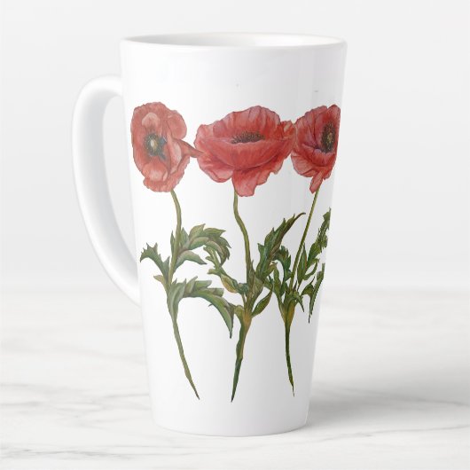 Collectie met rode papaver latte mok (Linkerhoek)