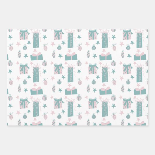 Collectie met roze en Turquoise Inpakpapier Vel (Voorkant)