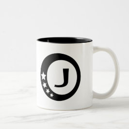 Collectie met zwarte en witte sterren tweekleurige koffiemok