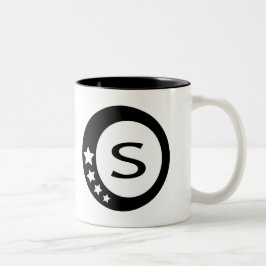 Collectie met zwarte en witte sterren tweekleurige koffiemok