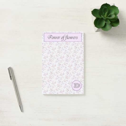 Collectie Monogram D vermogen bloemen (A-Z) Post-it® Notes (Kantoor)