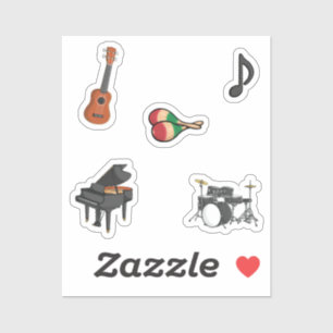 Collectie muziekinstrument sticker