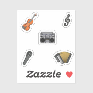 Collectie muziekinstrument sticker