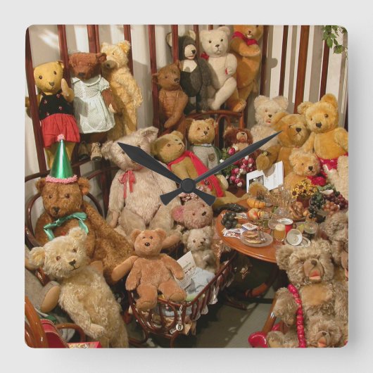 Collectie Old Teddy Bears Vierkante Klok (Voorkant)