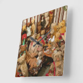 Collectie Old Teddy Bears Vierkante Klok (Hoek)