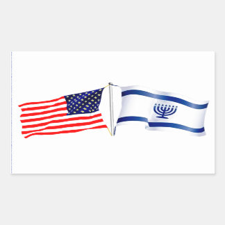 Collectie onder Israëlische Amerikaanse vlag Rechthoekige Sticker