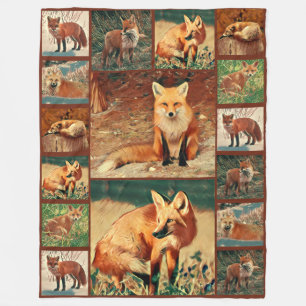 Collectie rode vos fleece deken