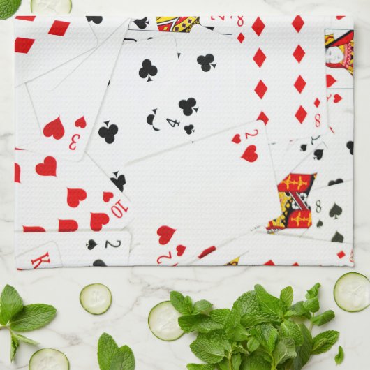 Collectie speelkaarten theedoek (Gevouwen)