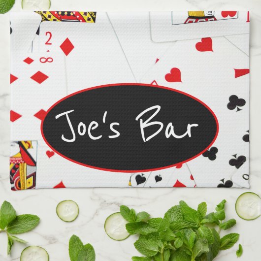 Collectie speelkaarten theedoek (Gevouwen)