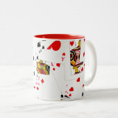 Collectie speelkaarten tweekleurige koffiemok (Voorkant rechts)