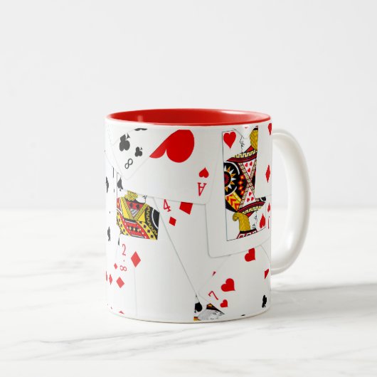 Collectie speelkaarten tweekleurige koffiemok (Voorkant rechts)