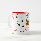 Collectie speelkaarten tweekleurige koffiemok (Voorkant links)