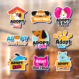 Collectie van adoptie van een dekbed of een hond v raamsticker