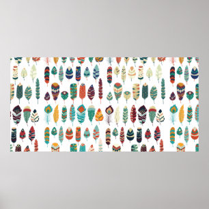 Collectie van boho -  etnische stammen trekken uit poster