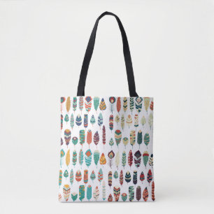 Collectie van boho - etnische stammen trekken uit tote bag