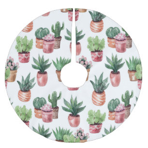 Collectie van cactussen in potten, waterverf. kerstboom rok