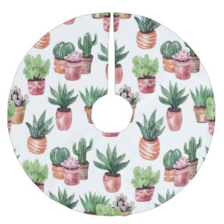 Collectie van cactussen in potten, waterverf. kerstboom rok