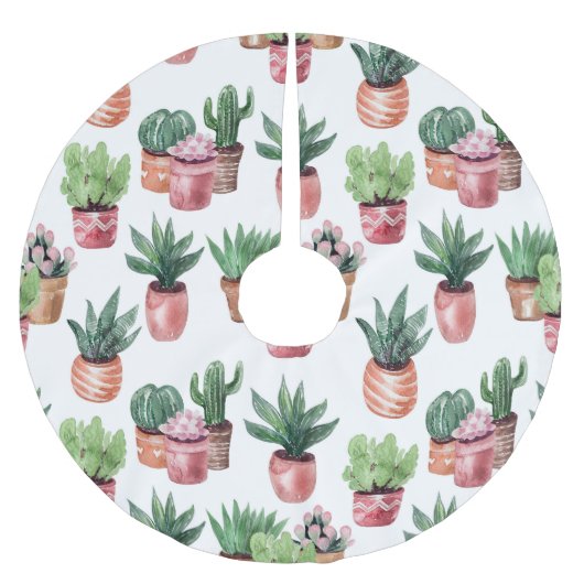 Collectie van cactussen in potten, waterverf. kerstboom rok (Voorkant)