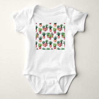 Collectie van cactussen in potten, waterverf. romper