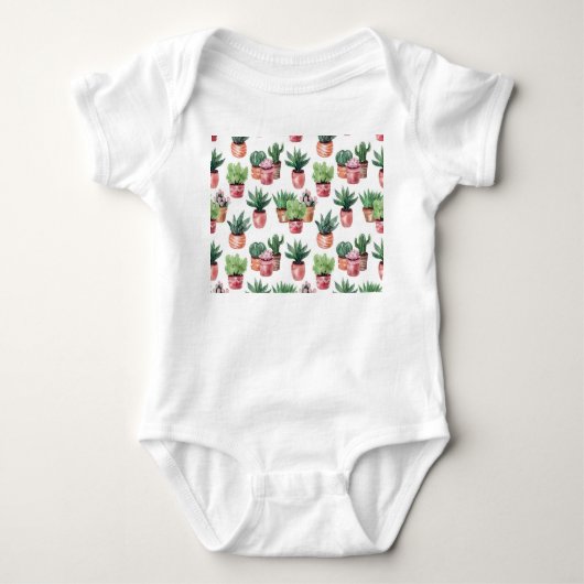 Collectie van cactussen in potten, waterverf. romper (Voorkant)