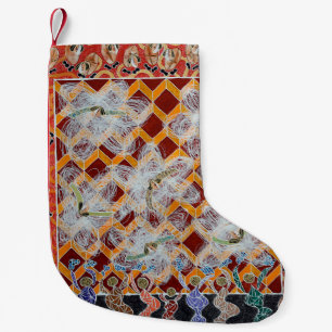 Collectie van canvas meesterwerken geschilderd op kleine kerstsok