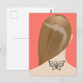 Collectie van damesnek Tattoo Art print nr. 2/10 Briefkaart (Voorkant / Achterkant)