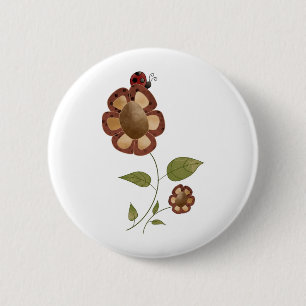 Collectie van de tuin ・ Bloem met Ladybug Ronde Button 5,7 Cm