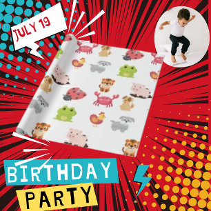 Collectie van dierlijke Cartoon Cadeaupapier