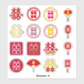 Collectie van Dubbel Geluk | Chinese bruiloft Sticker (Vel)