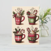 Collectie van feestelijke koffiebekers, kerstdecor feestdagenkaart (Staand voorkant)