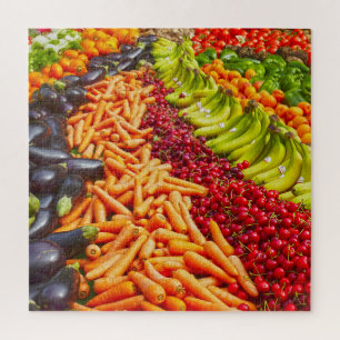 Collectie van groenten en fruit legpuzzel