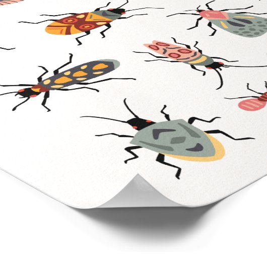 Collectie van handgetekende retro schattige beestj poster (Hoek)