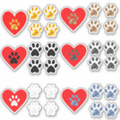 Collectie van hart en poten sticker (Voorkant)