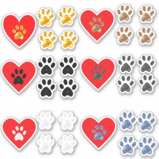 Collectie van hart en poten sticker (Voorkant)