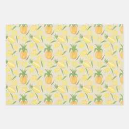 Collectie van het mandje voor fruit - ananassen inpakpapier vel