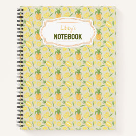 Collectie van het mandje voor fruit - ananassen notitieboek