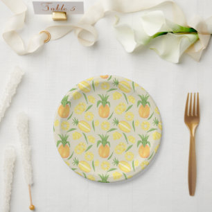 Collectie van het mandje voor fruit - ananassen papieren bordje