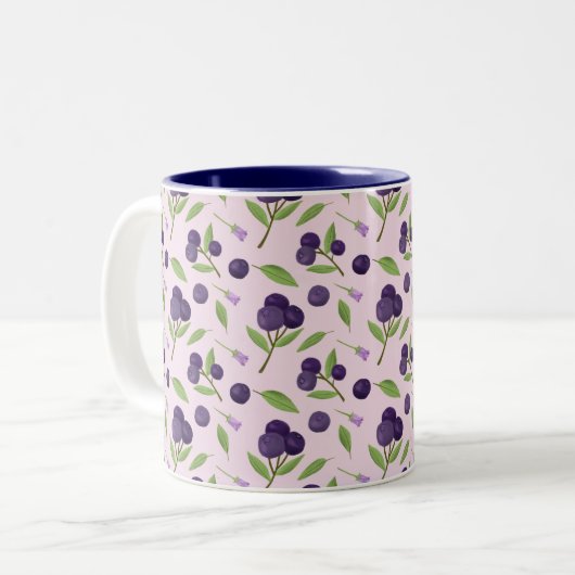 Collectie van het mandje voor fruit - Blauwe besse Tweekleurige Koffiemok (Voorkant links)