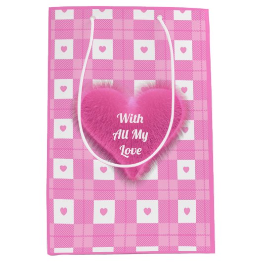 Collectie van het moderne liefdesroze hart medium cadeauzakje (Voorkant)