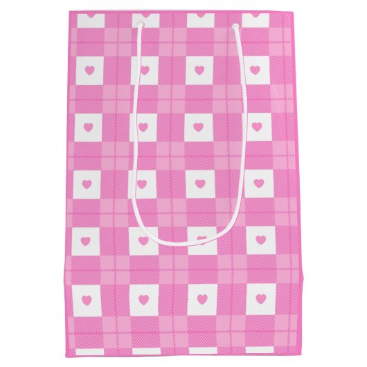 Collectie van het moderne liefdesroze hart medium cadeauzakje (Achterkant)