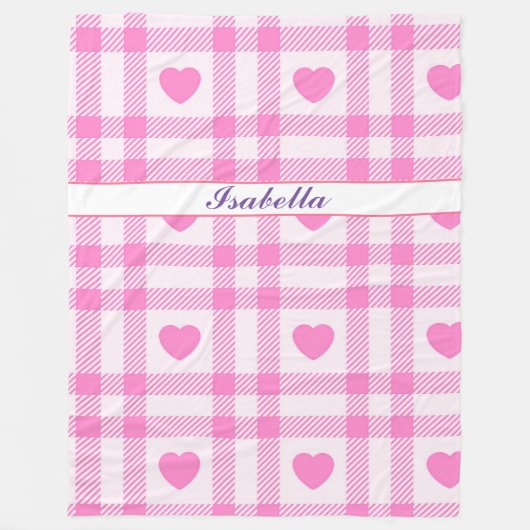 Collectie van het moderne roze hart fleece deken (Voorkant)