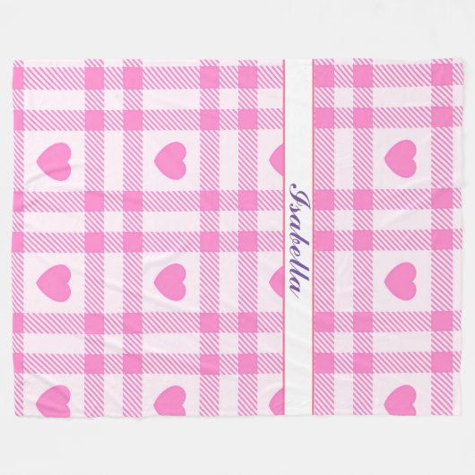 Collectie van het moderne roze hart fleece deken (Voorkant (Horizontaal))