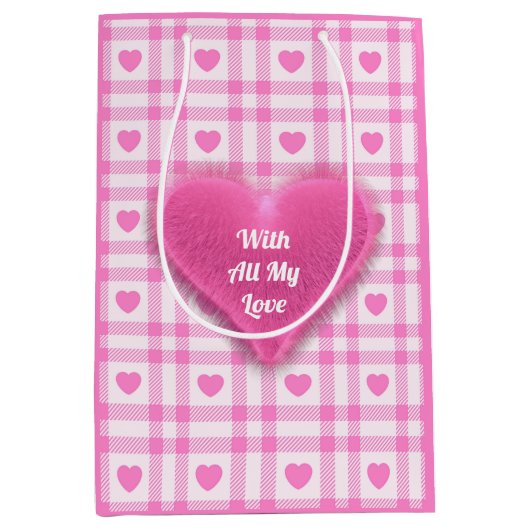 Collectie van het moderne roze hart medium cadeauzakje (Voorkant)