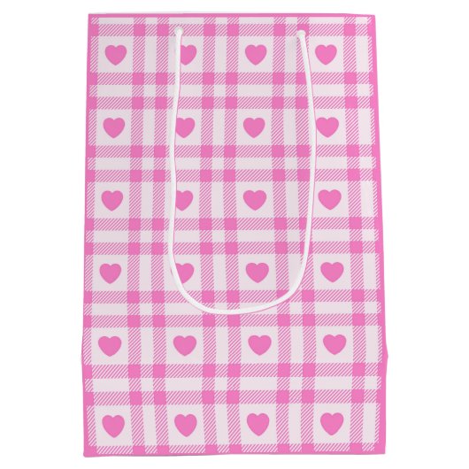 Collectie van het moderne roze hart medium cadeauzakje (Achterkant)