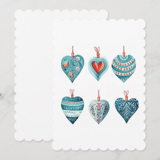 Collectie van kerst harten decoraties feestdagenkaart (Voorkant / Achterkant)