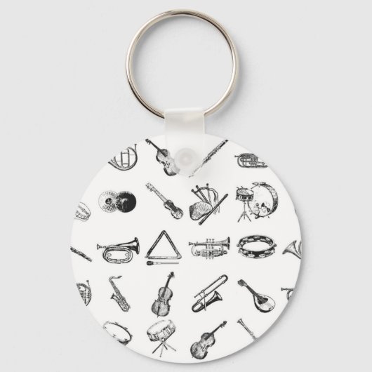 Collectie van klassieke muziekinstrumenten sleutelhanger (Voorkant)