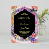 Collectie van kleurrijk bloemontwerp / geometrisch folie uitnodiging (Staand Voorkant)