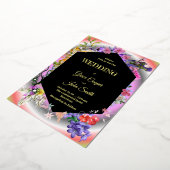 Collectie van kleurrijk bloemontwerp / geometrisch folie uitnodiging (Gedraaid)