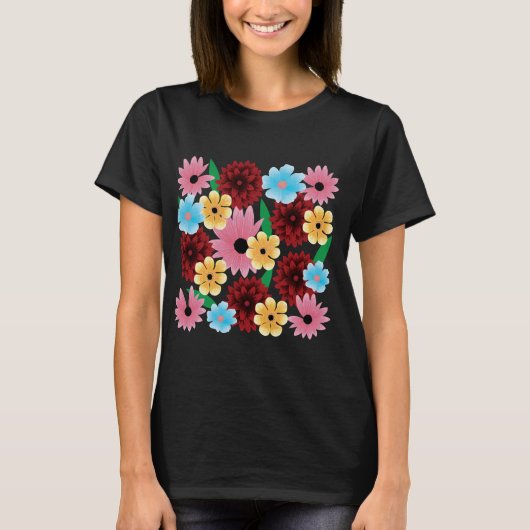 Collectie van kleurrijke bloemen t-shirt (Voorkant)